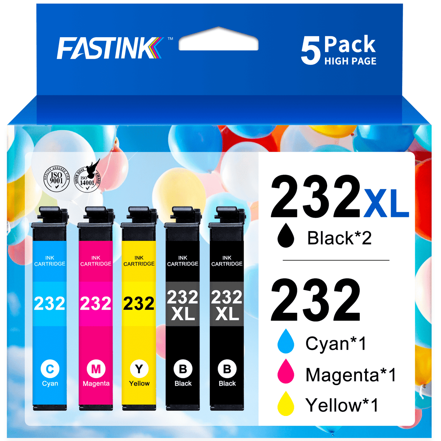 232XL Ink Cartridge for Epson 232 Ink for Epson ink 232 (2Black Cyan Magenta Yellow)