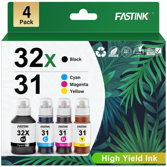 31 32XL Ink Bottle Compatible for HP 31 32 XL Ink Bottle (140ML 32XL Black Ink, 70ML 31 Color Ink)